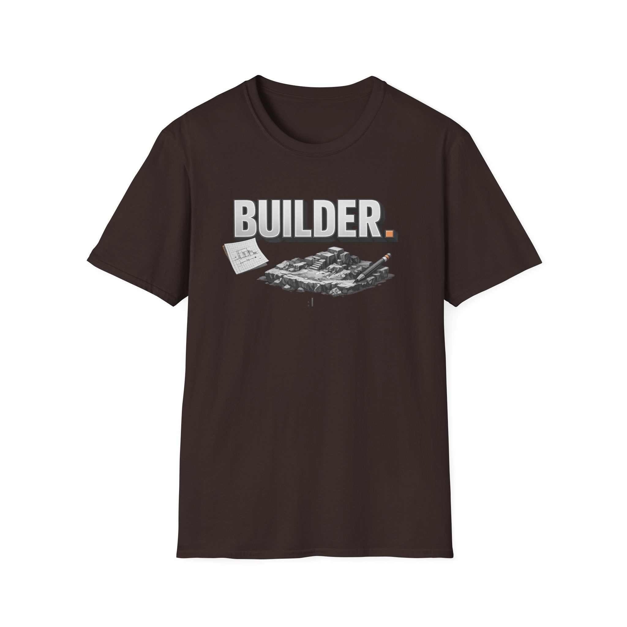 Builder T-Shirt — Architectural Blueprint & Construction Crew Tee