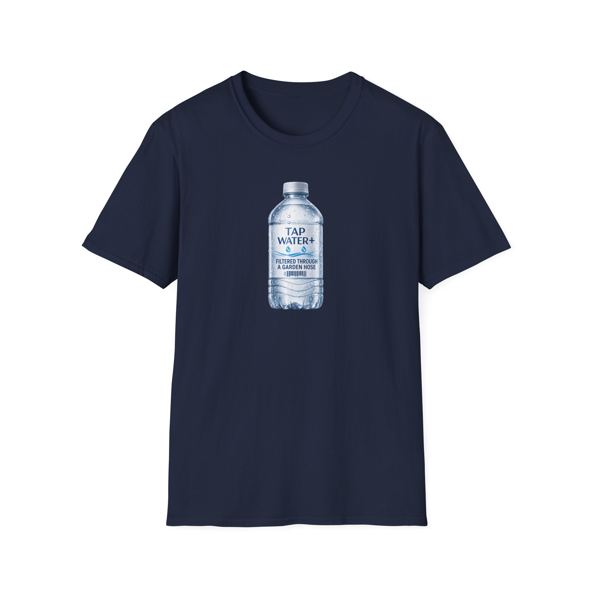 Tap Water+ Bottle: 'Filtered Through a Garden Hose' Funny Retro Graphic T‑Shirt