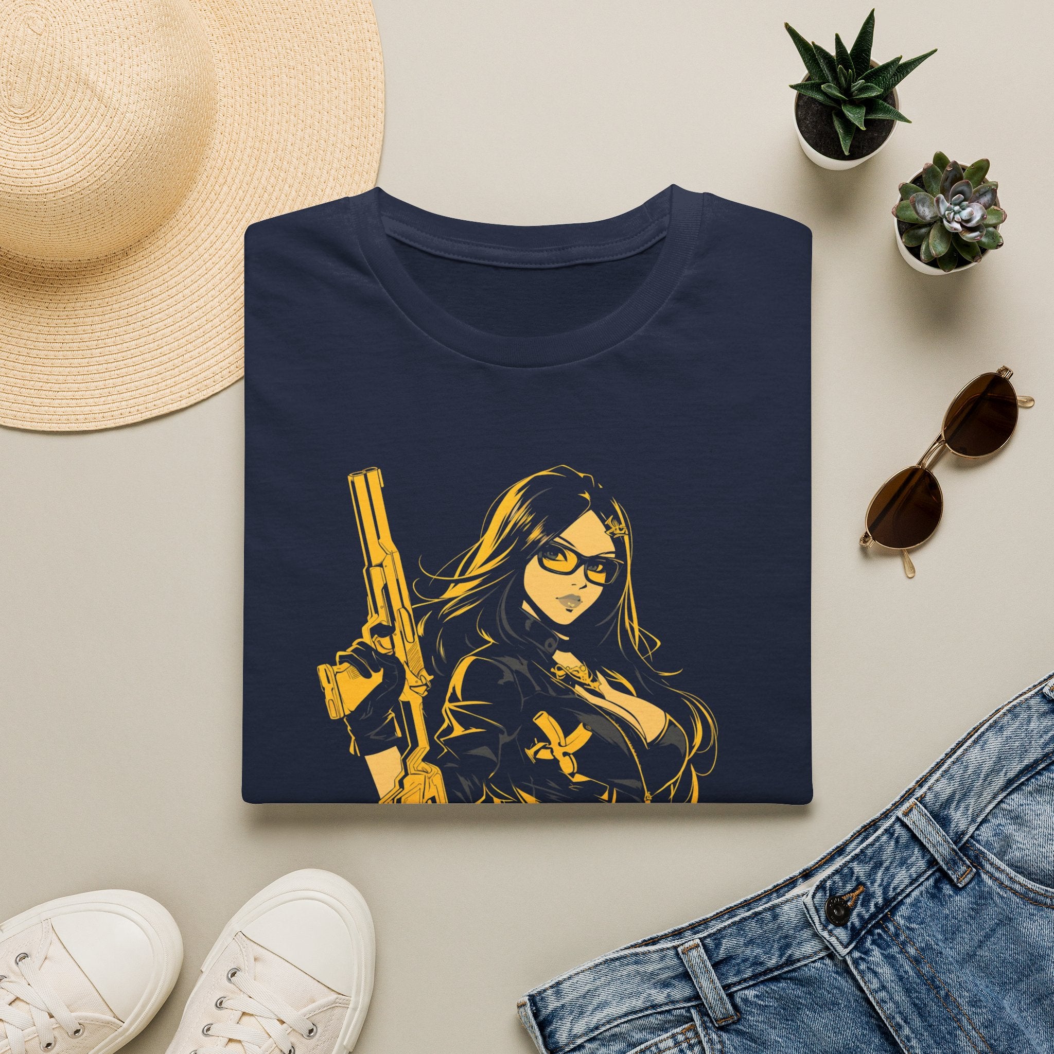 Comic Girl - Noir Femme Illustration T-Shirt
