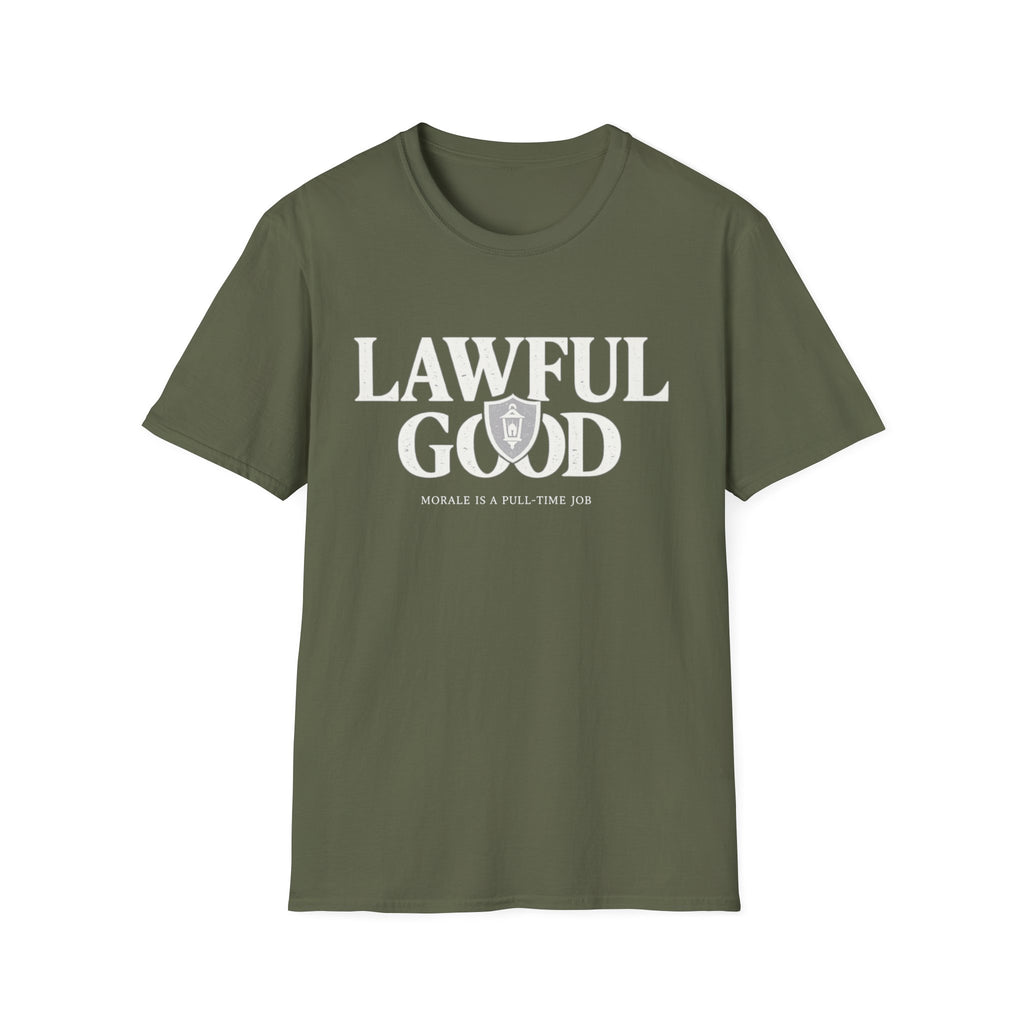 Lawful Good T-Shirt — 'Morale Is A Full-Time Job' RPG D&D Player Tee