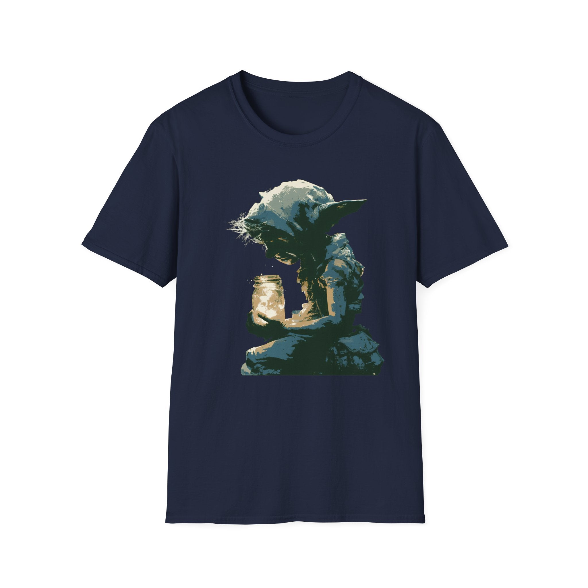 Stylish Imp Fantasy Artwork T-Shirt - Vintage Sketch Graphic Imp Holding Firefly Jar, Cute Tee
