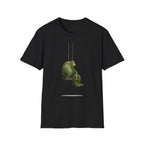 Sad Ogre Graphic T-Shirt - Cute Green Monster Swinging Tee