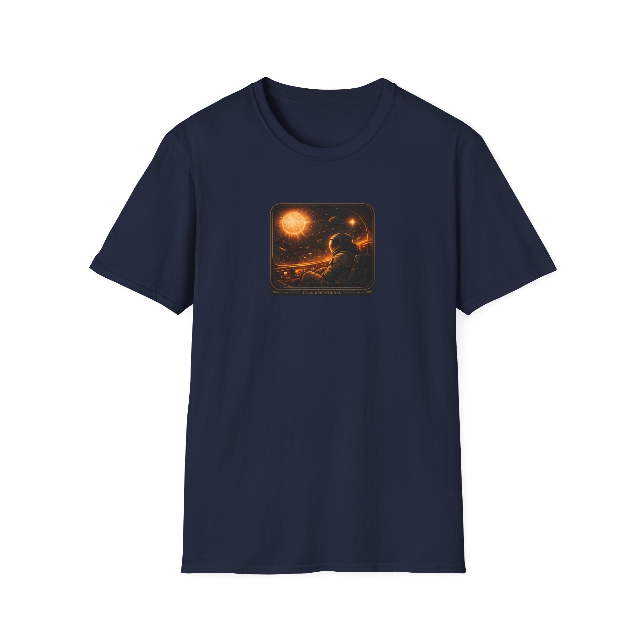'Still Operational' T-Shirt - Cosmic Astronaut Sunset Graphic