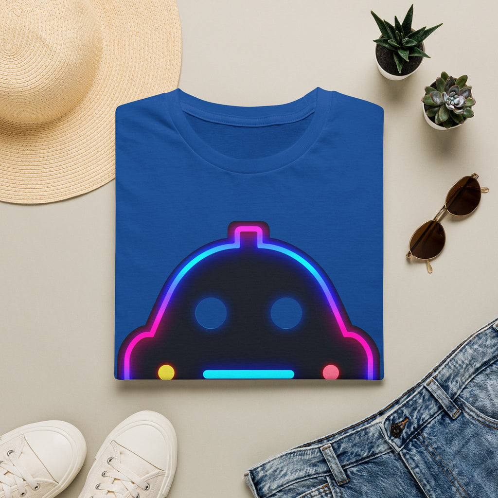 Neon Robot Tee - Retro Glowing Cute Bot Graphic T-Shirt
