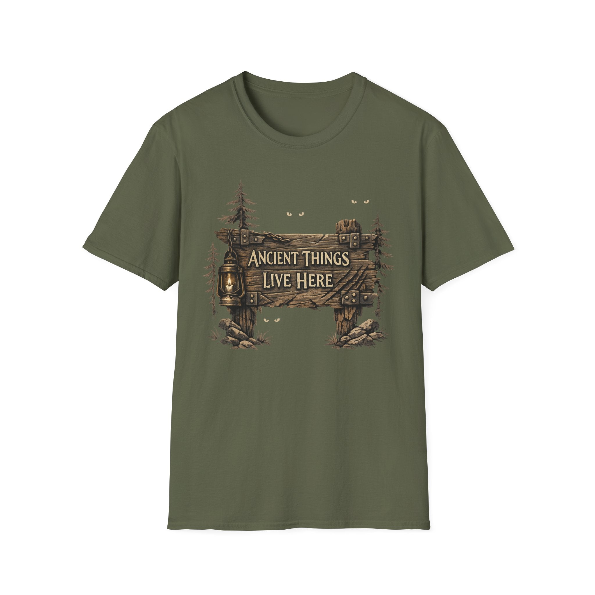 Ancient Things Live Here T-Shirt - Rustic Forest Fantasy Tee