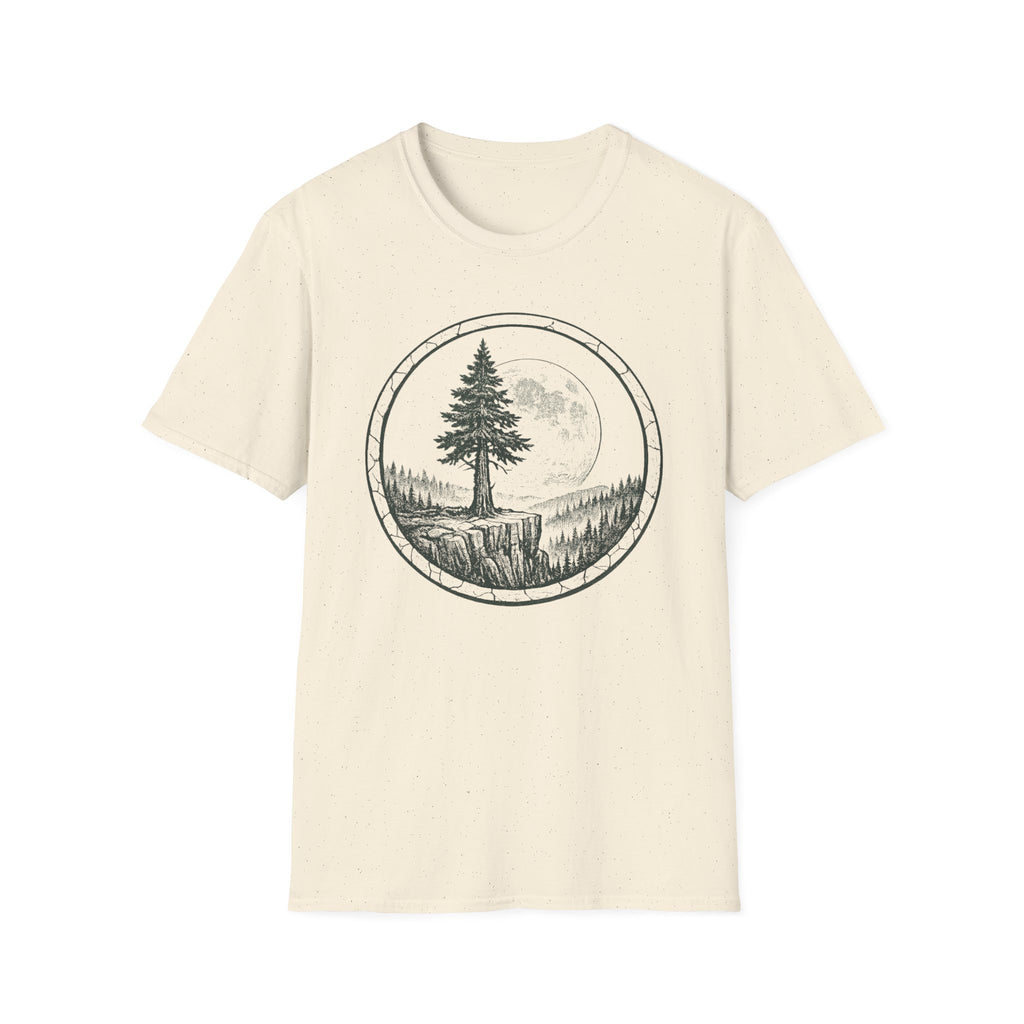 Nature Moon T-Shirt — Pine Tree Circle Graphic