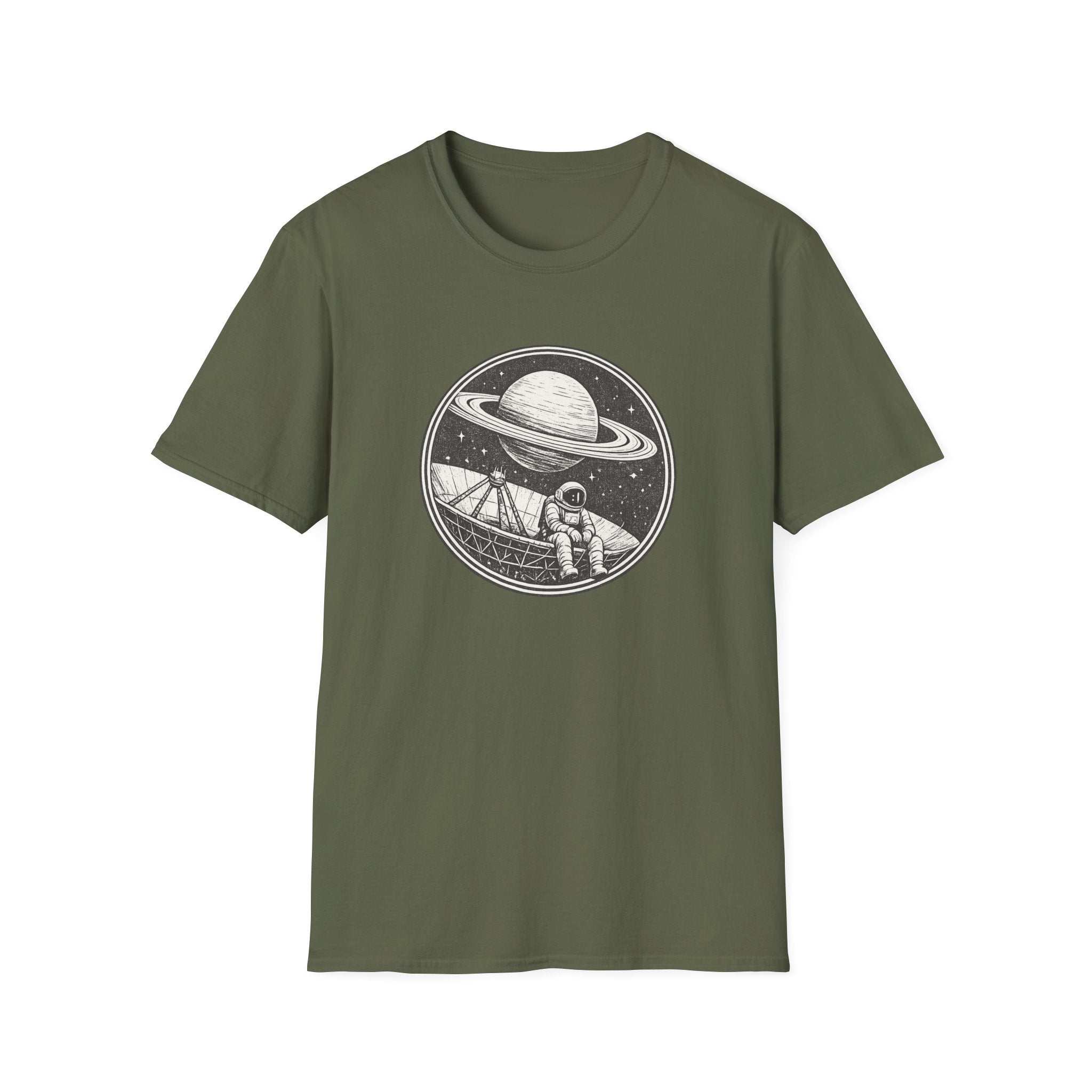 Lonely Astronaut & Saturn Graphic T-Shirt - Vintage Space Explorer Tee