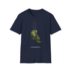 Sad Ogre Graphic T-Shirt - Cute Green Monster Swinging Tee