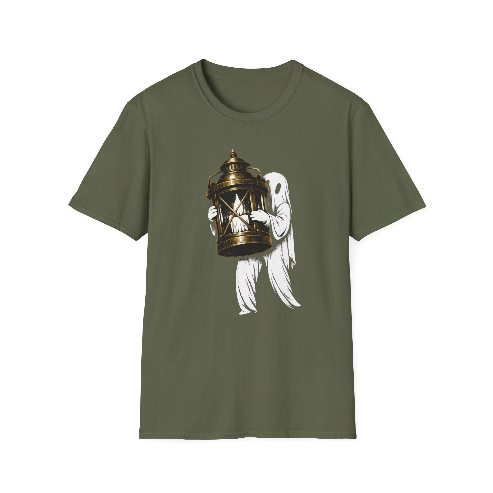 Ghost Holding Lantern T-Shirt - Spooky Vintage Tee