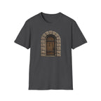 Medieval Mystery Stone Arch Door T-Shirt - Rustic Castle Entrance Graphic Tee