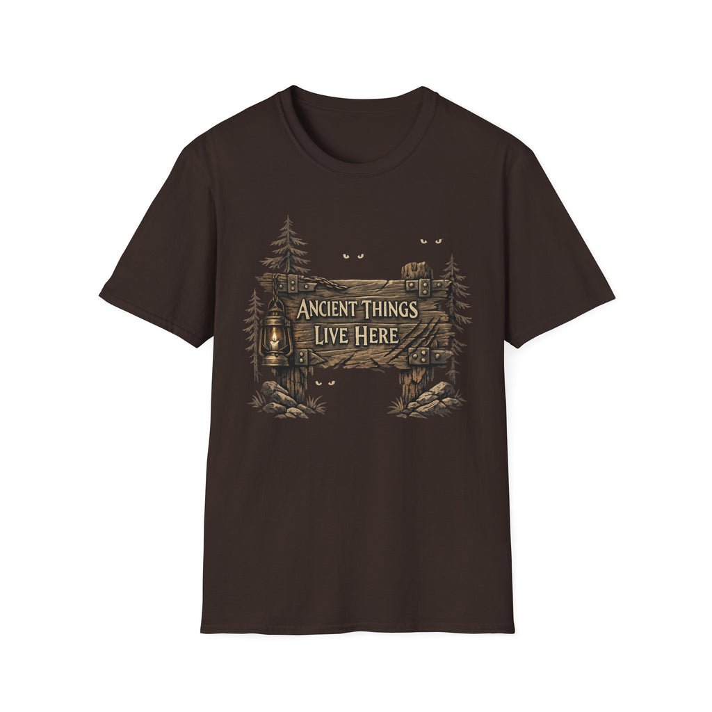 Ancient Things Live Here T-Shirt - Rustic Forest Fantasy Tee