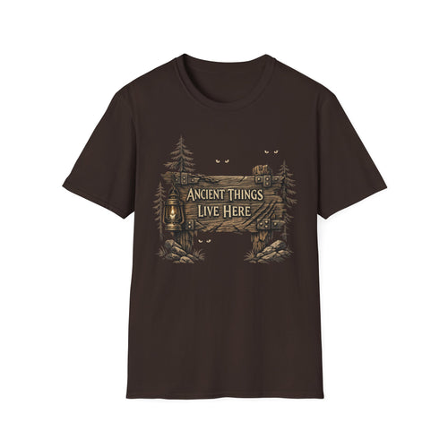 Ancient Things Live Here T-Shirt - Rustic Forest Fantasy Tee