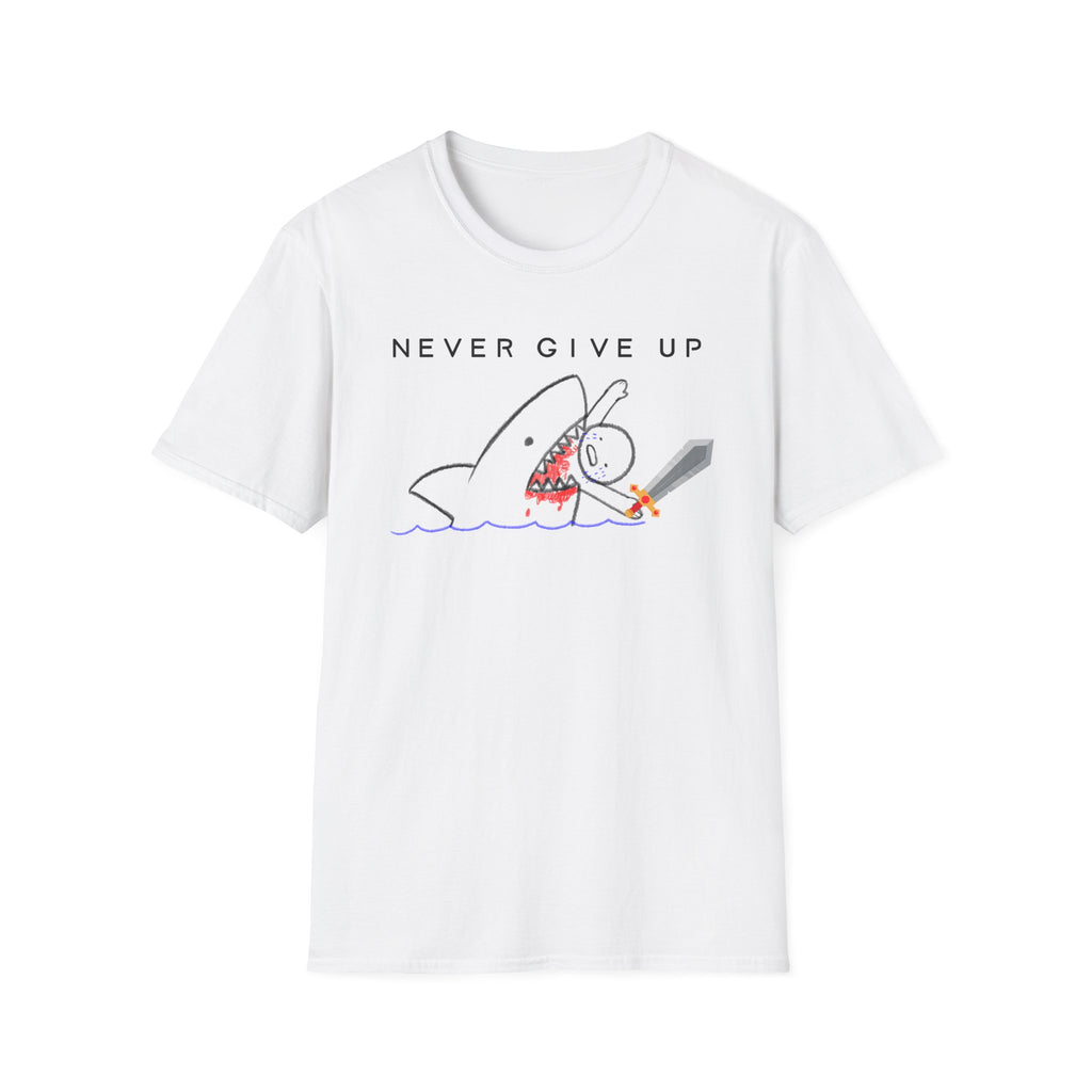 Never Give Up Shark T-Shirt - Gamer Addition