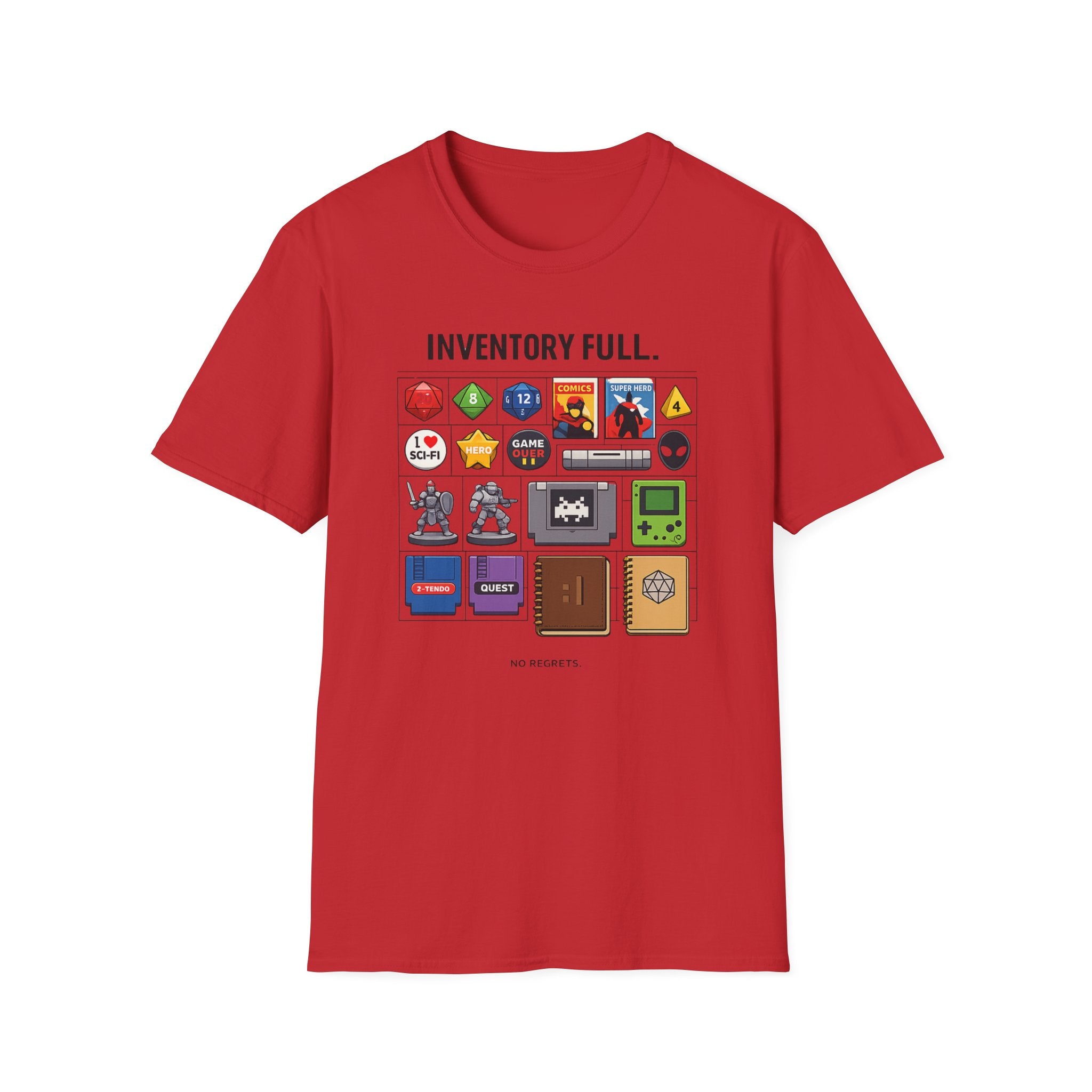 Inventory Full Gamer T-Shirt — Retro RPG & Geek Icon Graphic Tee
