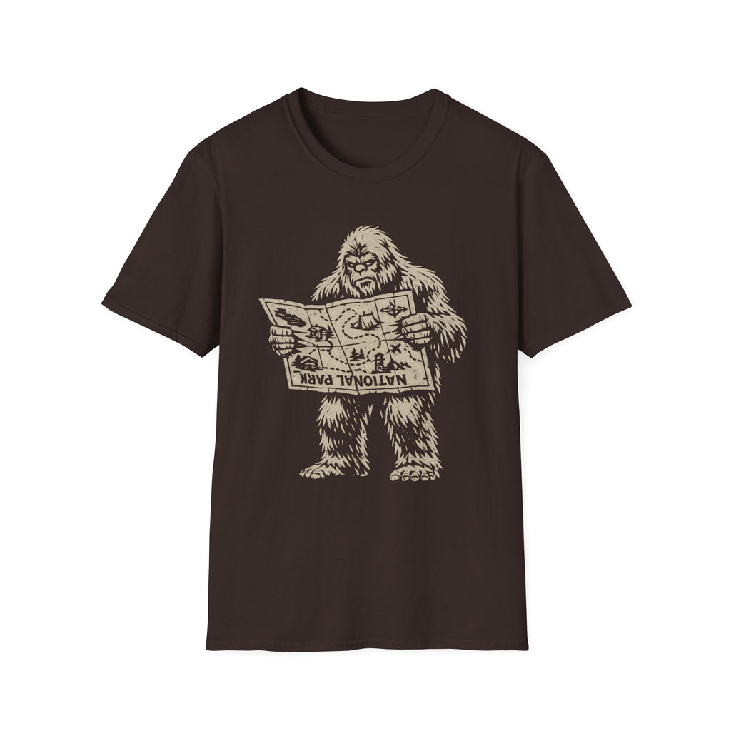Confused Bigfoot Reading Map T-Shirt