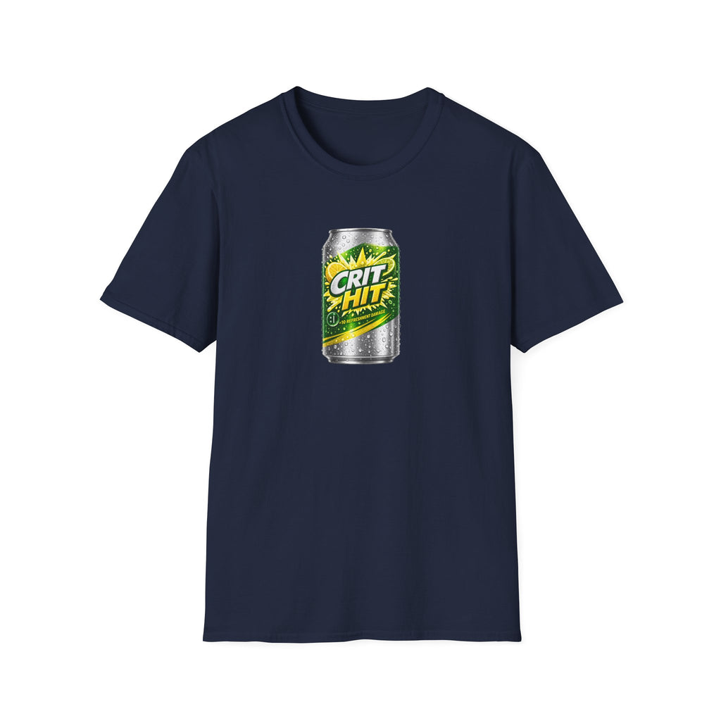 Crit Hit Citrus Soda Parody T-Shirt — Gamer Energy Drink Graphic Tee