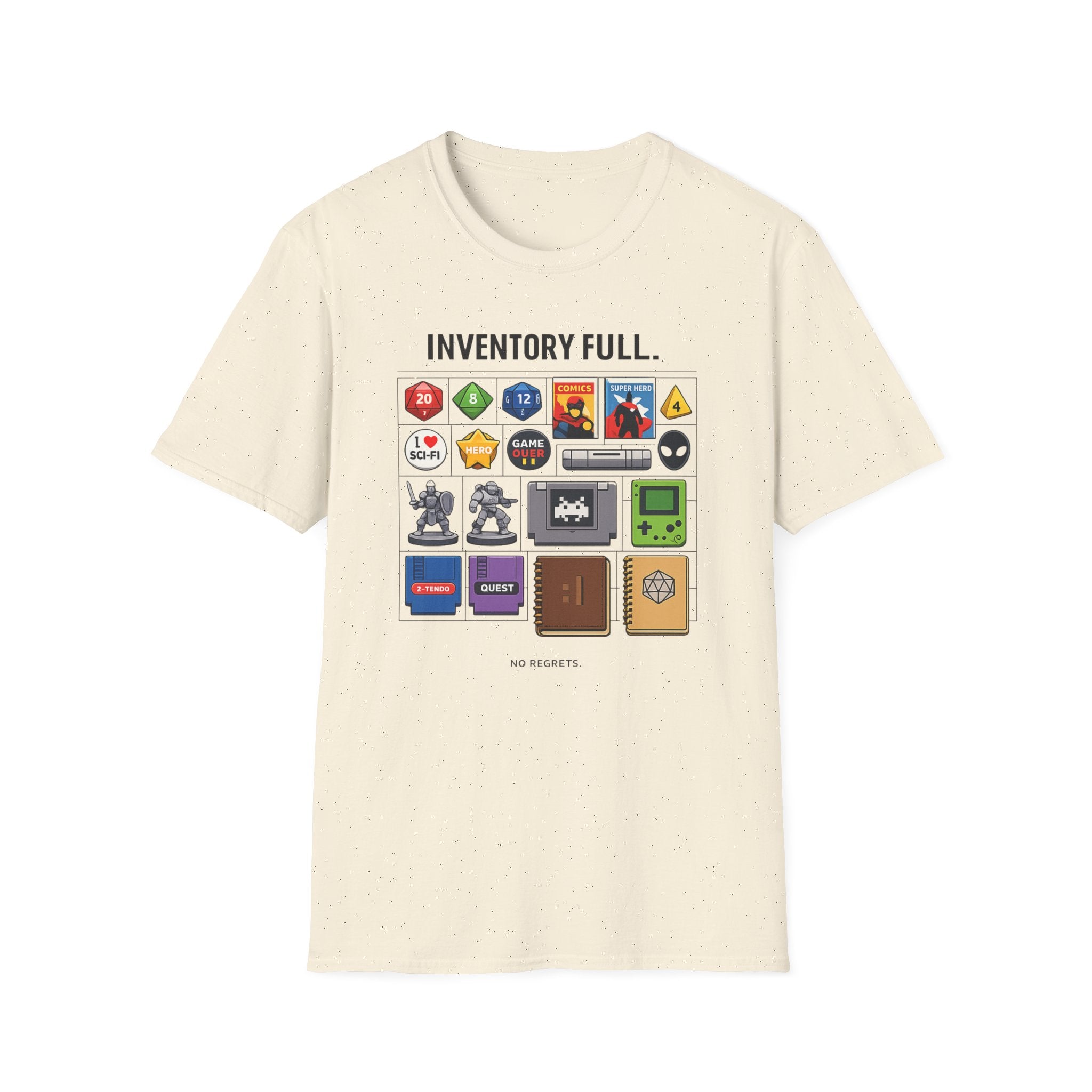 Inventory Full Gamer T-Shirt — Retro RPG & Geek Icon Graphic Tee