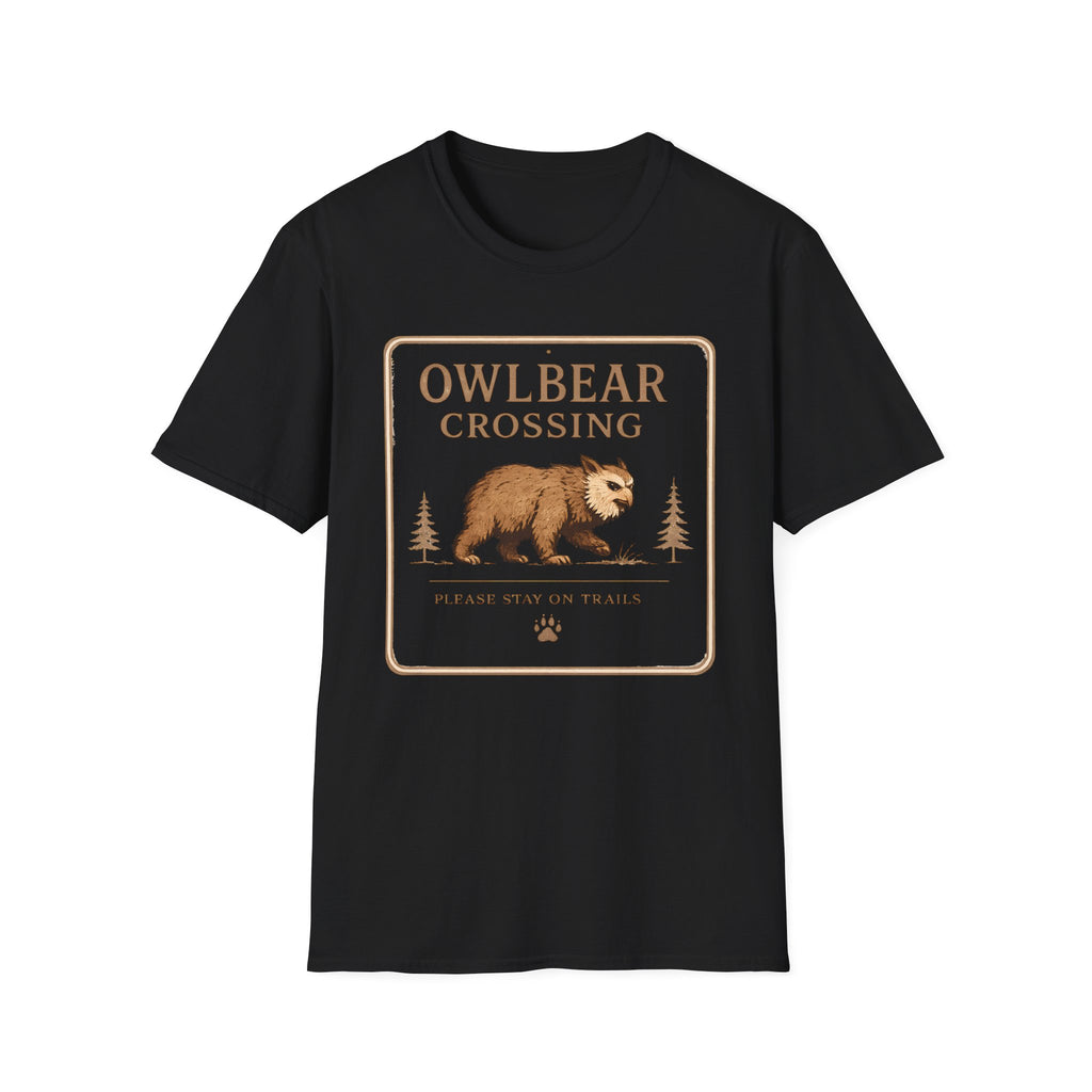 Owlbear Crossing Sign T-Shirt - Fantasy Creature Graphic Tee