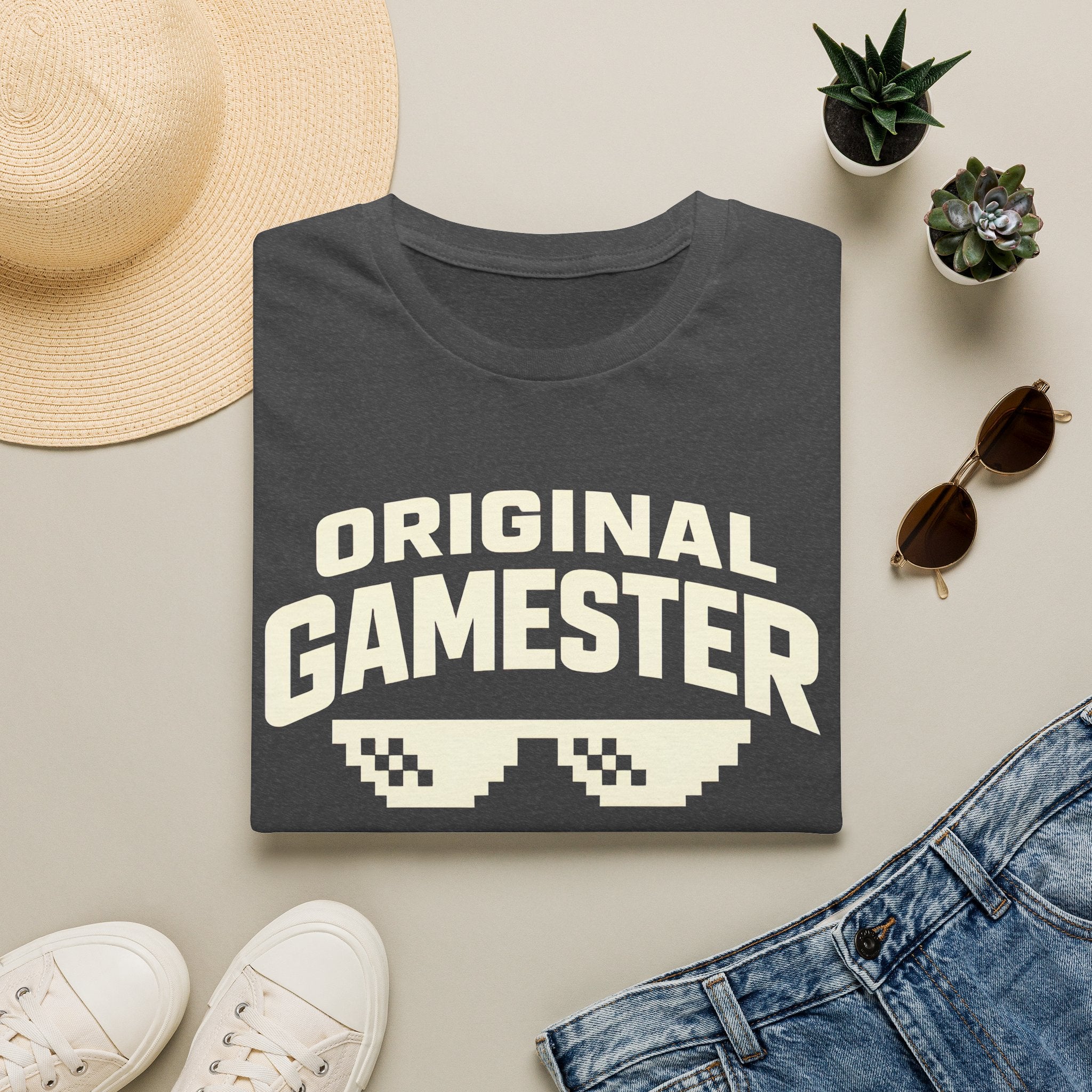 Original Gamester T-Shirt — Retro Pixel Sunglasses Gaming Tee