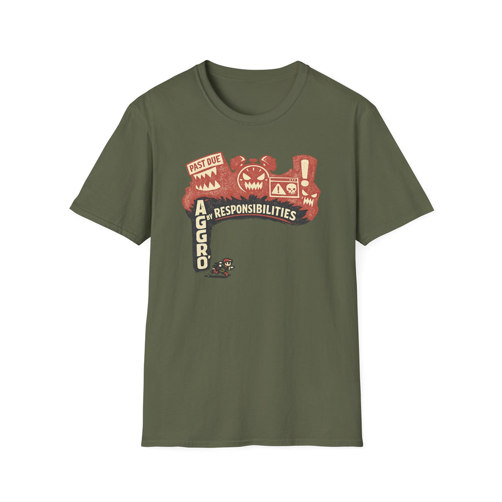 “Aggro' By Responsibilities” T-Shirt - Retro Cartoon Procrastination Tee