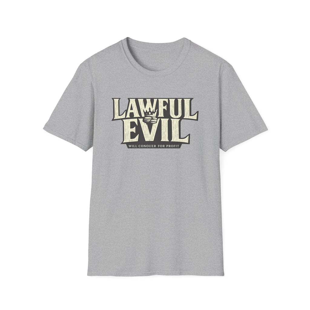 Lawful Evil Graphic Tee — "Will Conquer for Profit" D&D Inspired T-Shirt