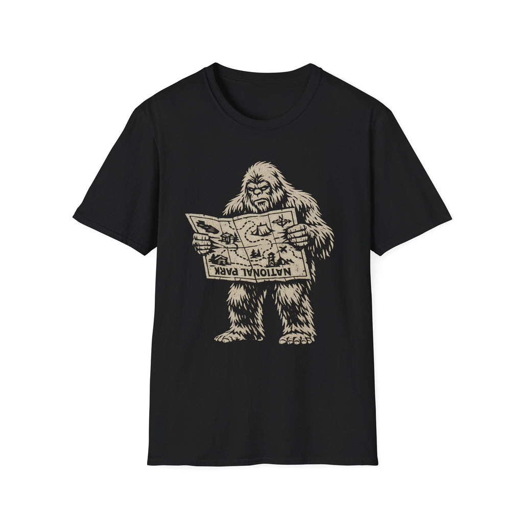 Confused Bigfoot Reading Map T-Shirt