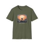 'New Game+' Sunset Wanderer T-Shirt - Silhouette Adventure Graphic Tee
