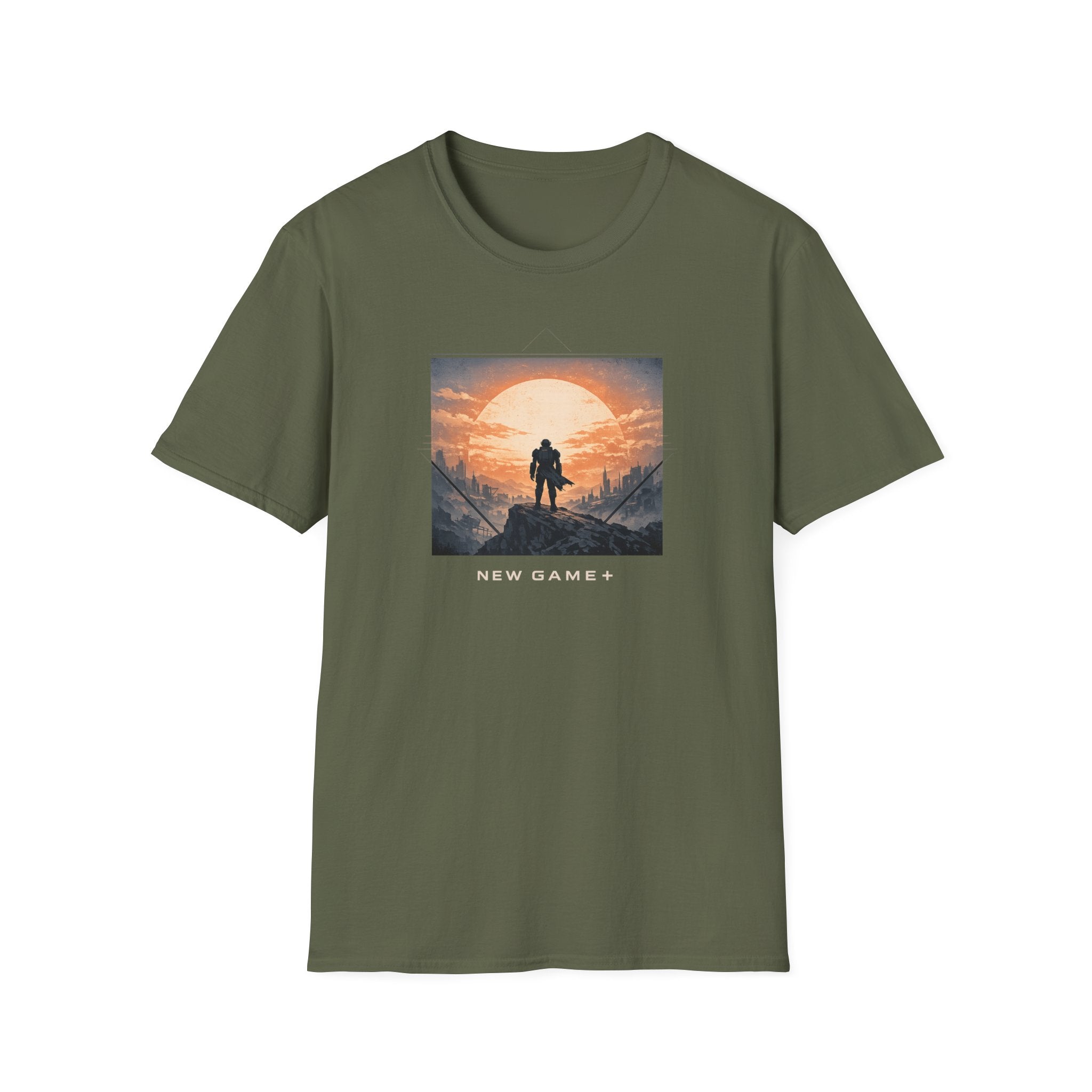 'New Game+' Sunset Wanderer T-Shirt - Silhouette Adventure Graphic Tee
