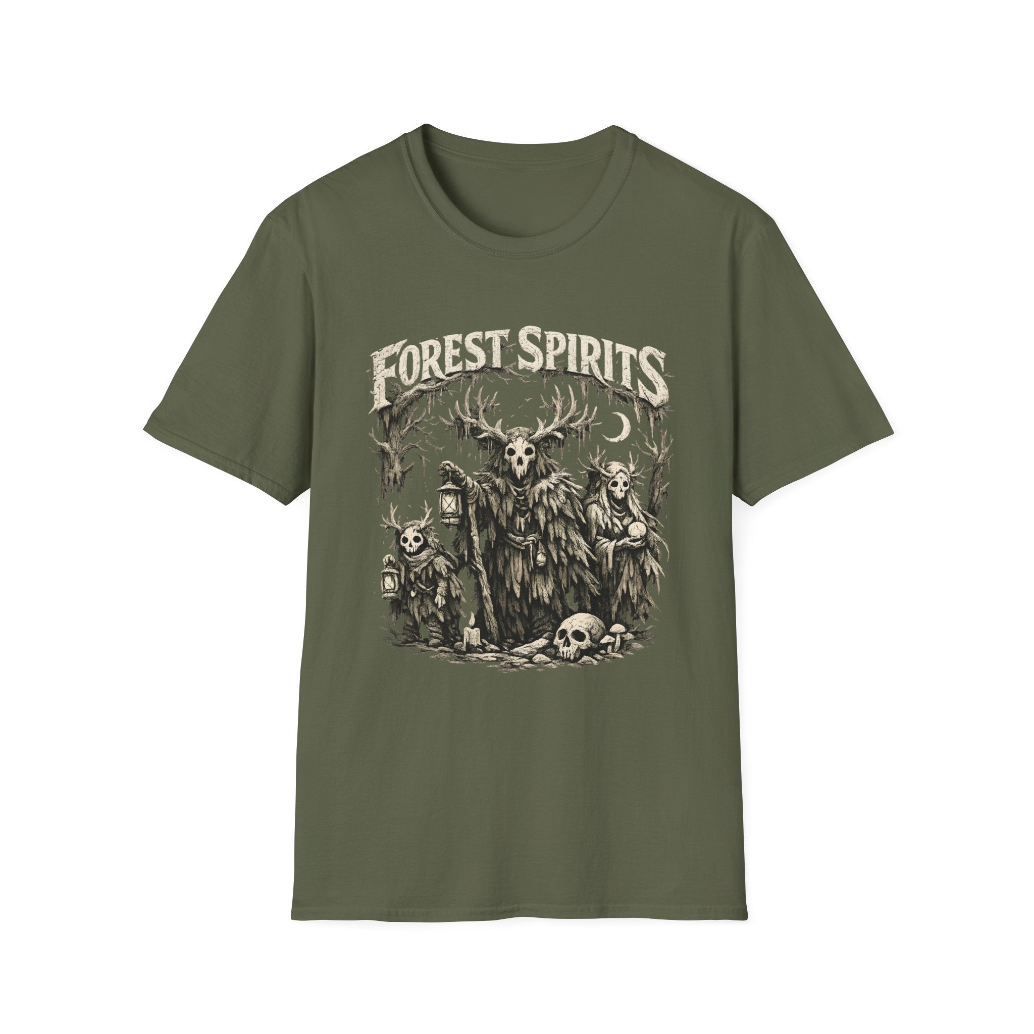 Forest Spirits T-Shirt - Cryptid Woodland Skull Graphic Tee