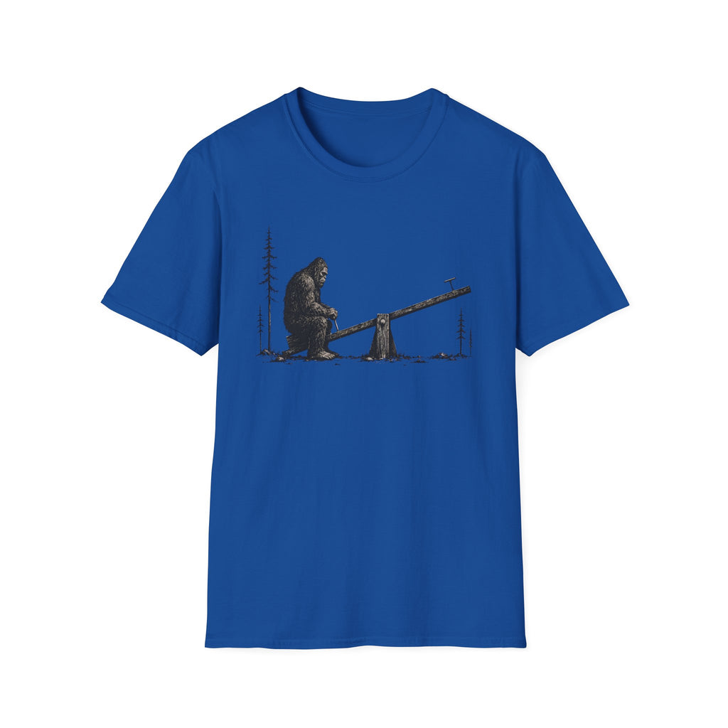 Bigfoot Seesaw T‑Shirt - Humorous Sasquatch Lonely Tee