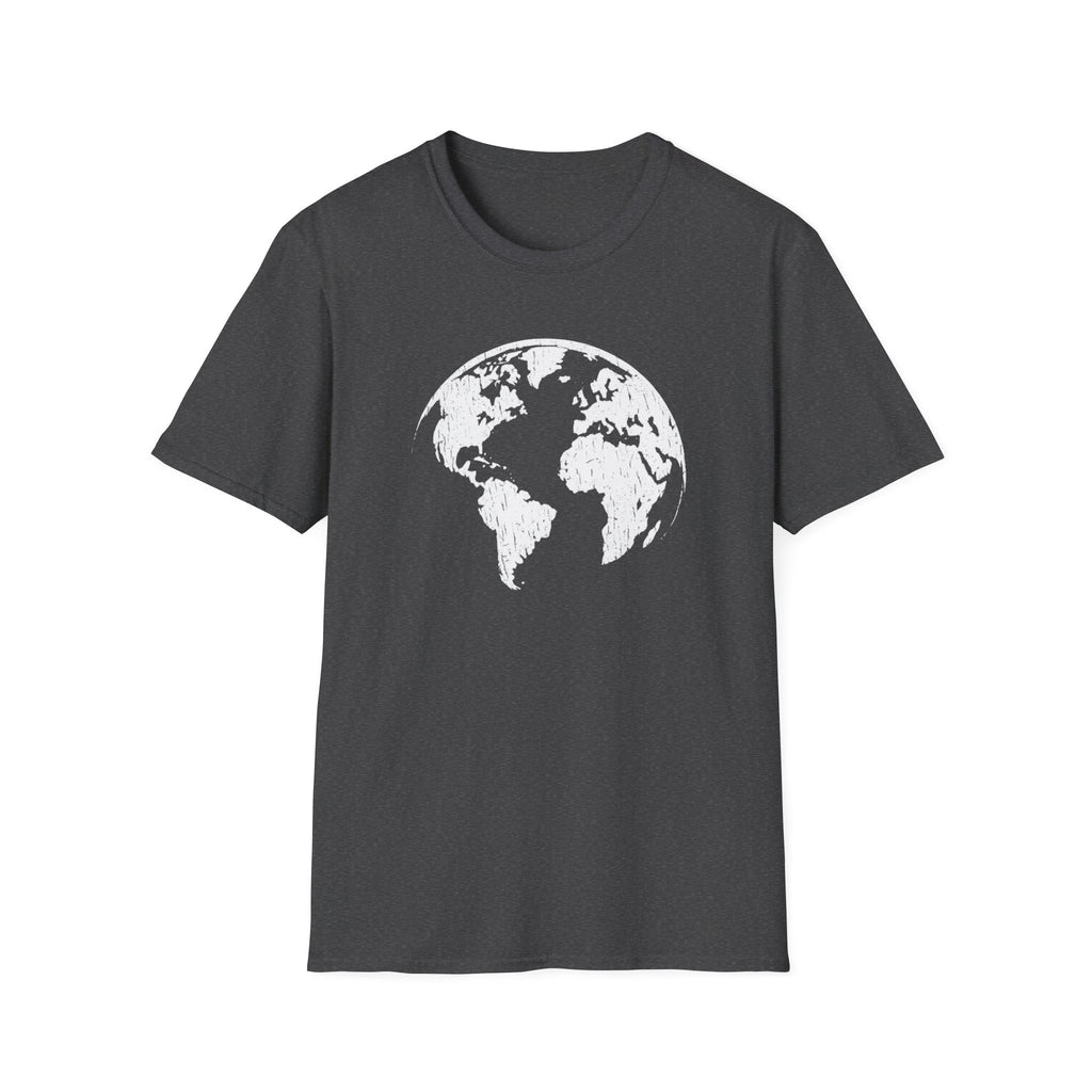 Earth Globe T-Shirt — Minimal White World Tee