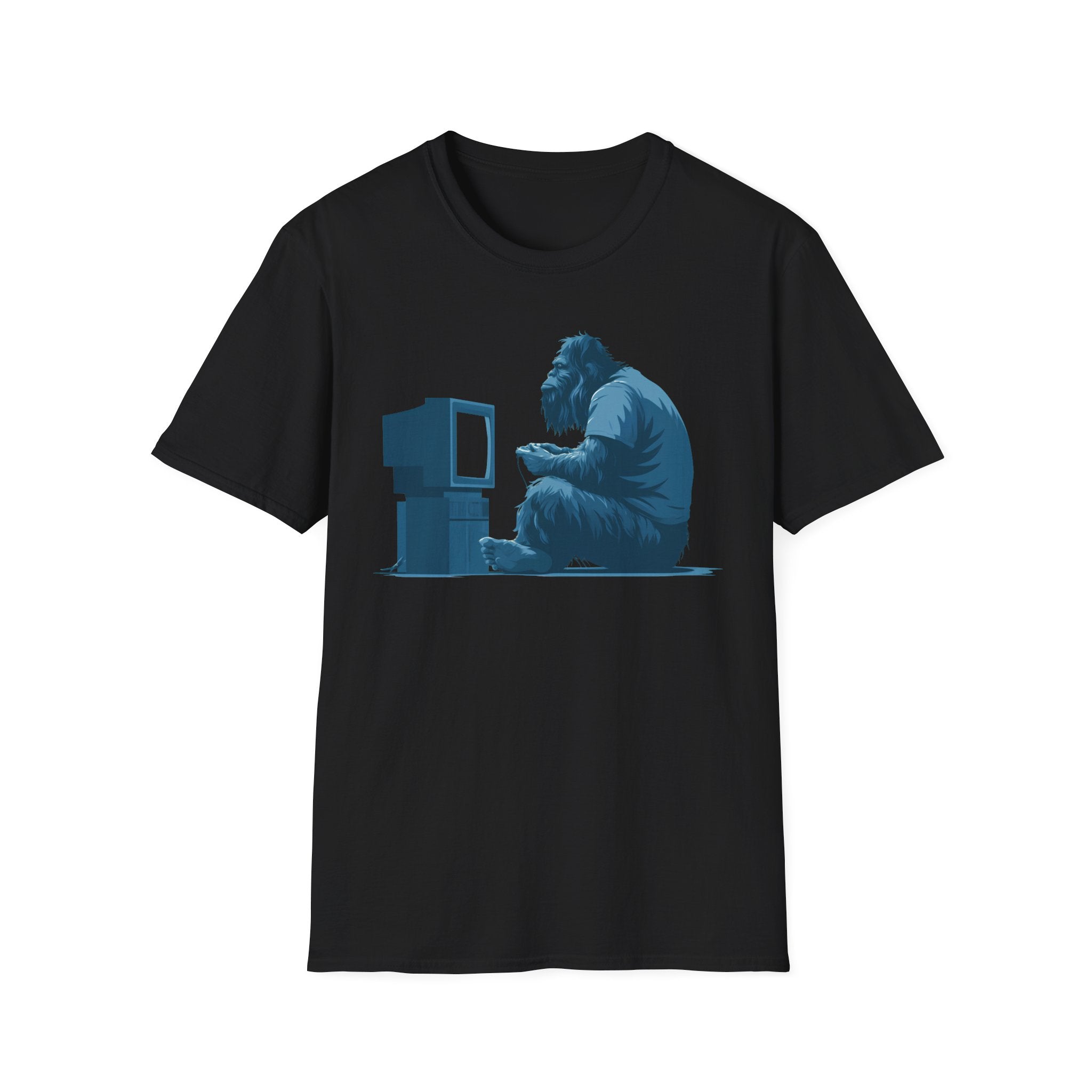 Bigfoot Gamer T-Shirt - Vintage Controller & CRT Console Graphic Tee