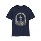 Sword in the Stone Mountain T-Shirt - Fantasy Sword & Archway Graphic Tee