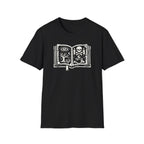 Spellbook Stylized Graphic T-Shirt - Vintage Witchbook Tee (Eye, Skull & Symbols)