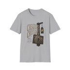 Creature Crossing T-Shirt - Rustic Lantern & Caution Adventure Tee