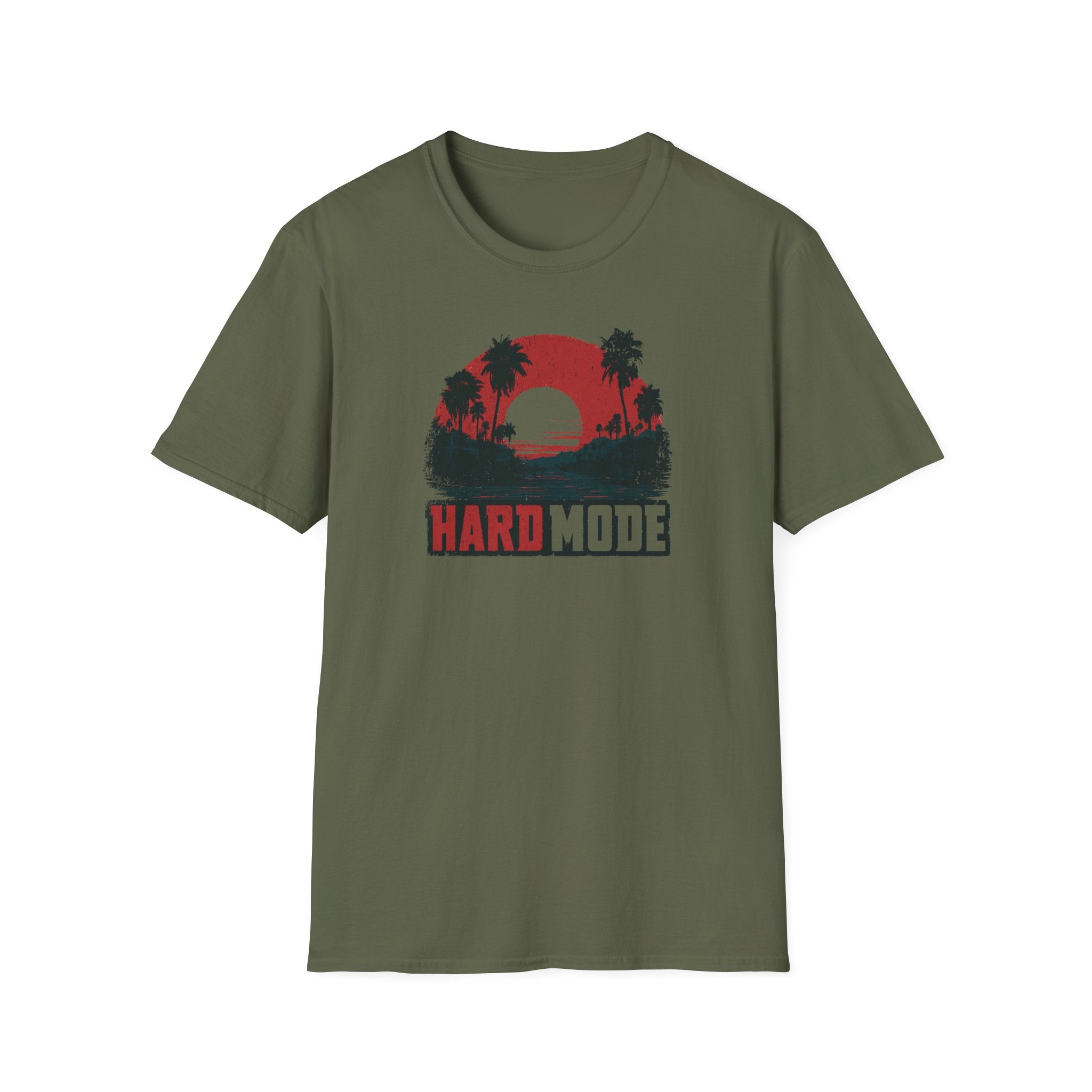 Hard Mode Sunset T-Shirt — Retro Palm Beach Graphic Tee