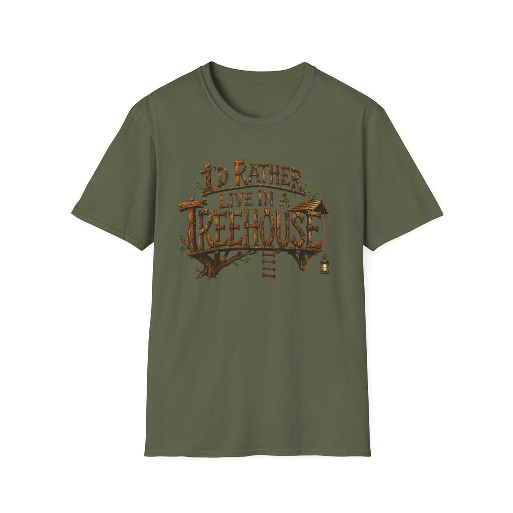 I'd Rather Live in a Treehouse T-Shirt - Whimsical Fantasy Graphic Tee
