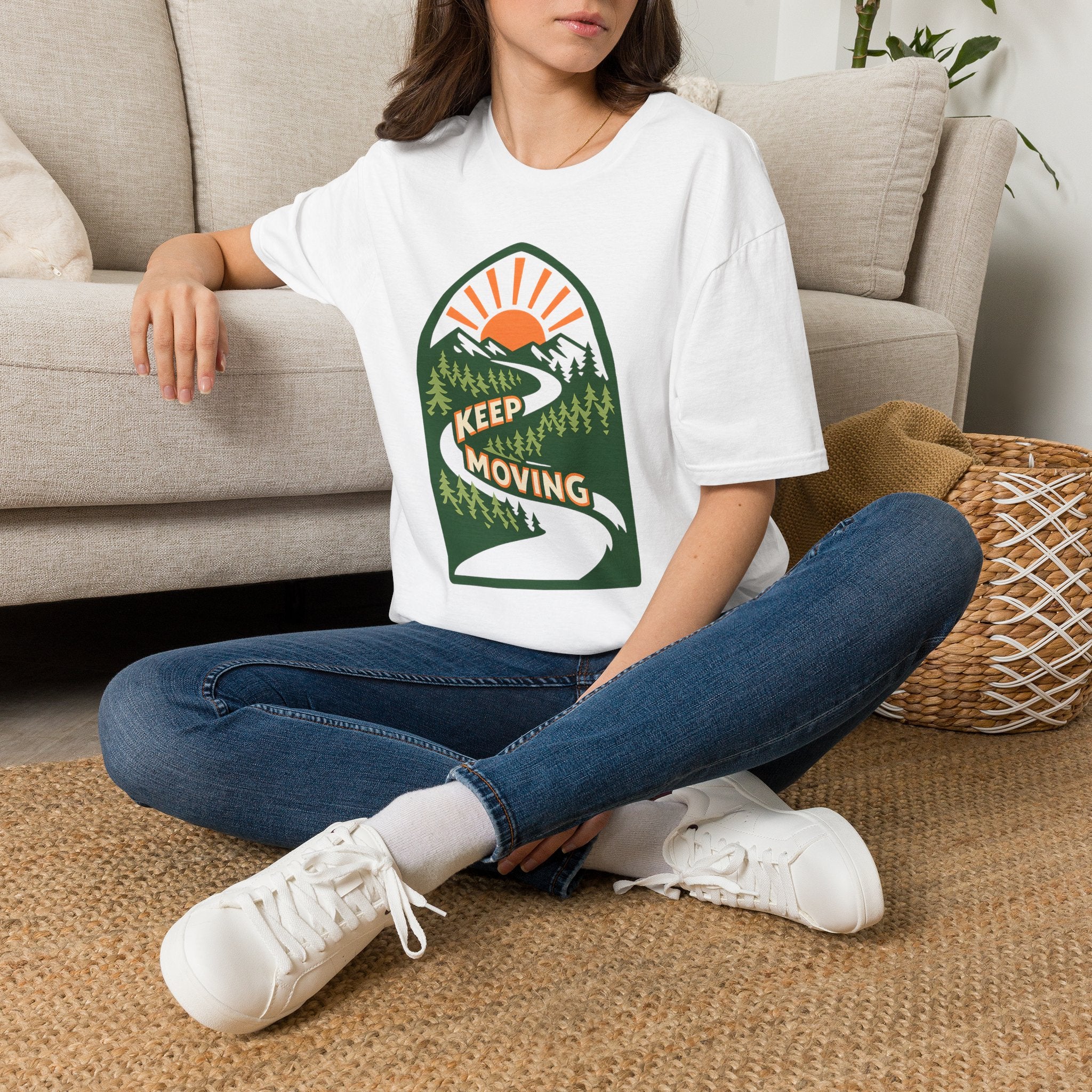 Keep Moving Adventure T-Shirt - Mountain Sunrise Graphic Tee