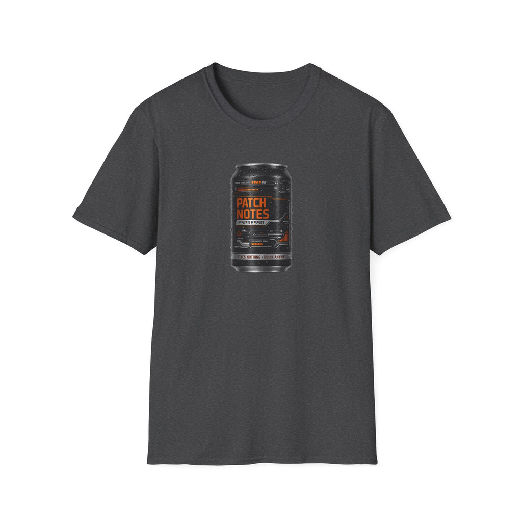 Patch Notes Espresso T-Shirt — Gamer Coffee Can Tee