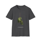 Sad Ogre Graphic T-Shirt - Cute Green Monster Swinging Tee