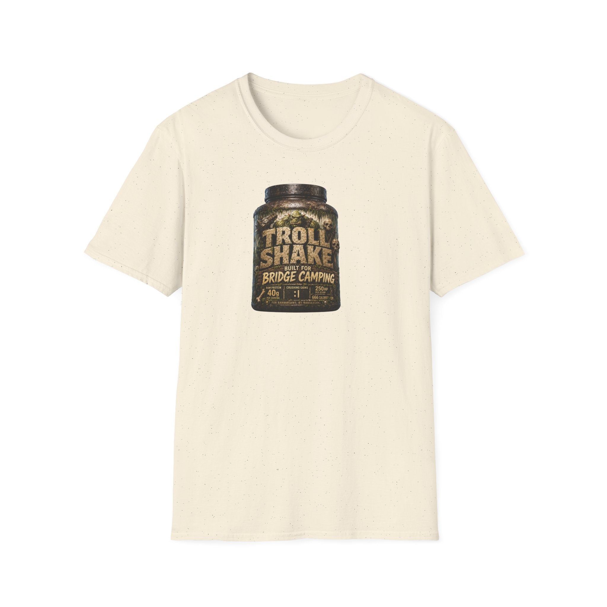 "Troll Shake: Built for Bridge Camping" Vintage Protein Powder Graphic T-Shirt