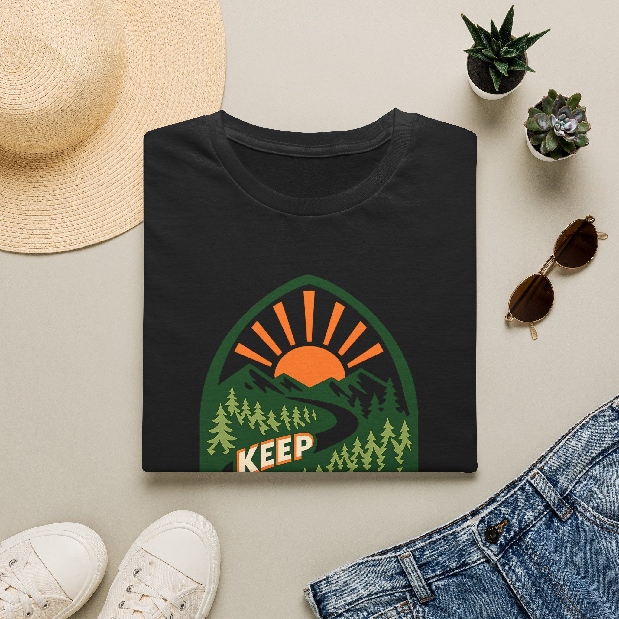 Keep Moving Adventure T-Shirt - Mountain Sunrise Graphic Tee