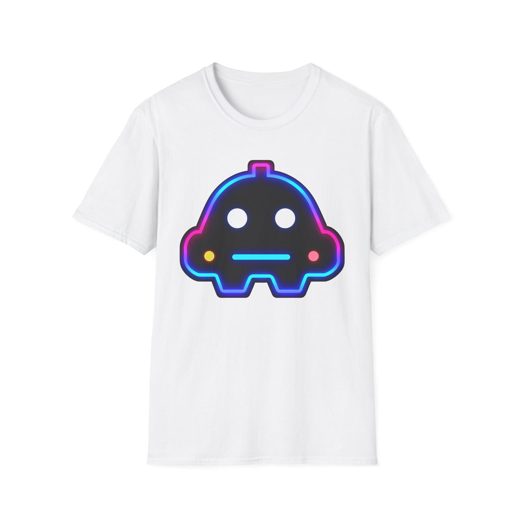Neon Robot Tee - Retro Glowing Cute Bot Graphic T-Shirt