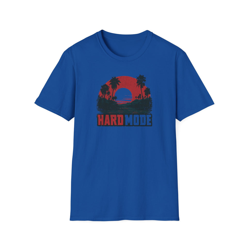Hard Mode Sunset T-Shirt — Retro Palm Beach Graphic Tee