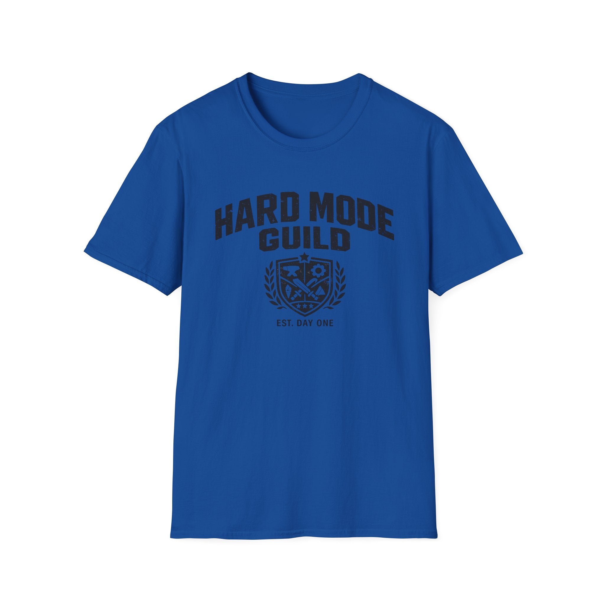 Hard Mode Guild T-Shirt — Gamer Crew Tee with Crest