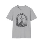 Sword in the Stone Mountain T-Shirt - Fantasy Sword & Archway Graphic Tee