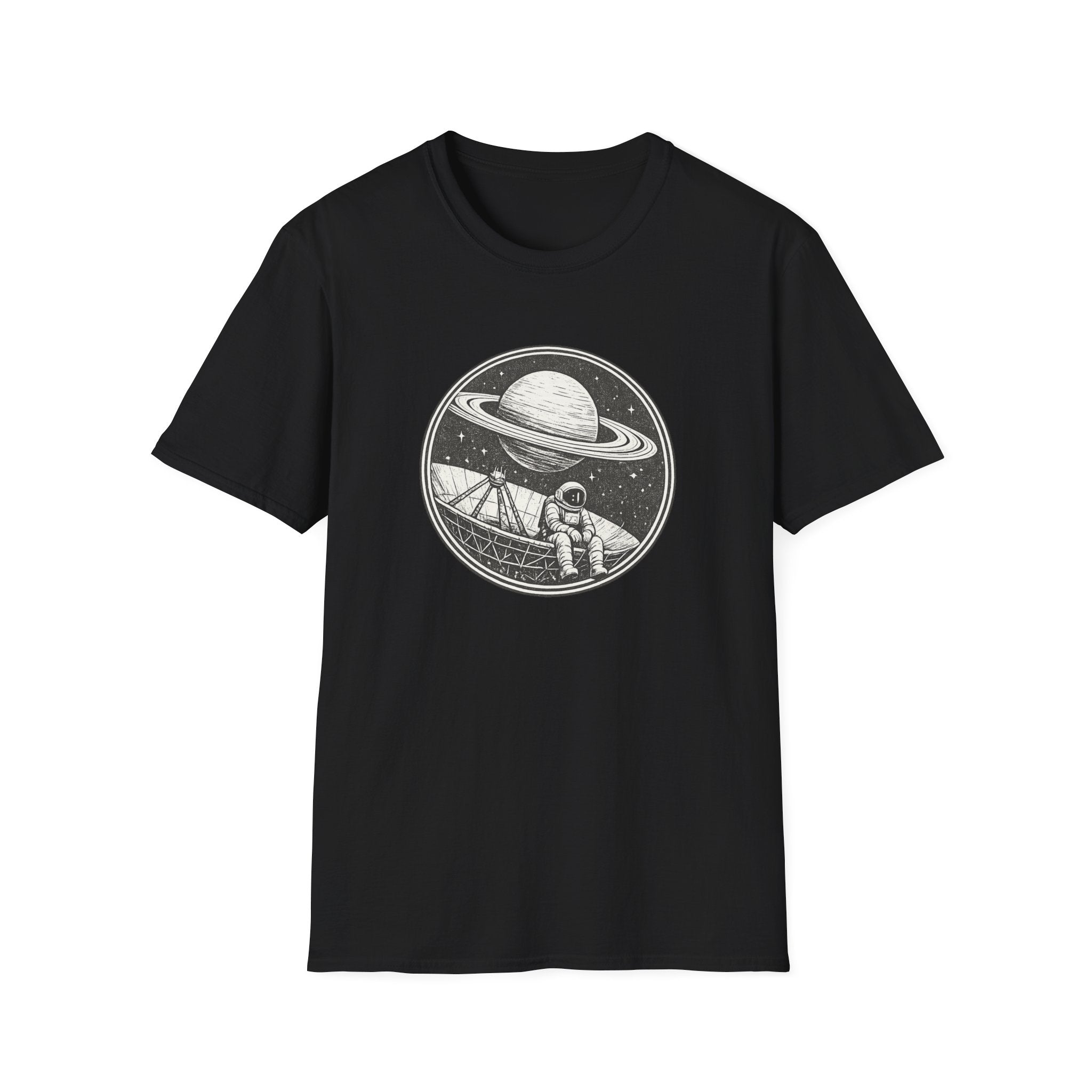 Lonely Astronaut & Saturn Graphic T-Shirt - Vintage Space Explorer Tee