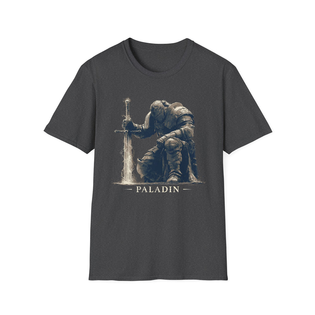 Paladin Kneeling T-Shirt - Fantasy Sword Knight Gaming Tee