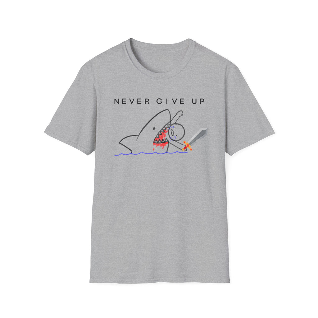 Never Give Up Shark T-Shirt - Gamer Addition