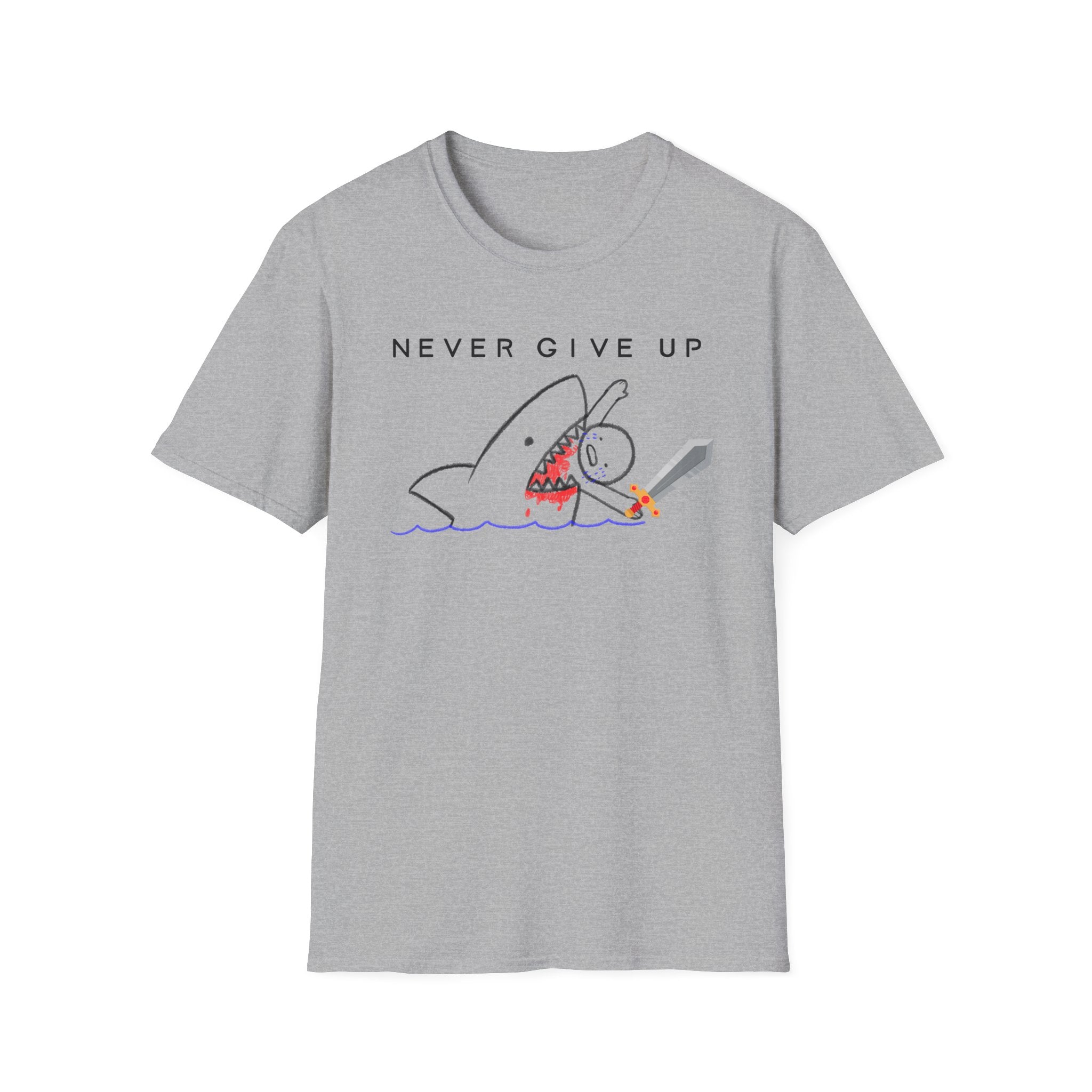 Never Give Up Shark T-Shirt - Gamer Addition